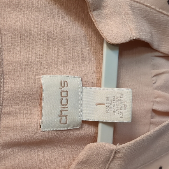 Chico's Blush ruffle front blouse - Picture 2 of 9